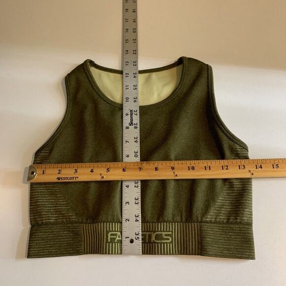Fabletics Sports Bra Women M Medium Moss Seamless Low Impact Logo Band High Neck - Picture 8 of 13